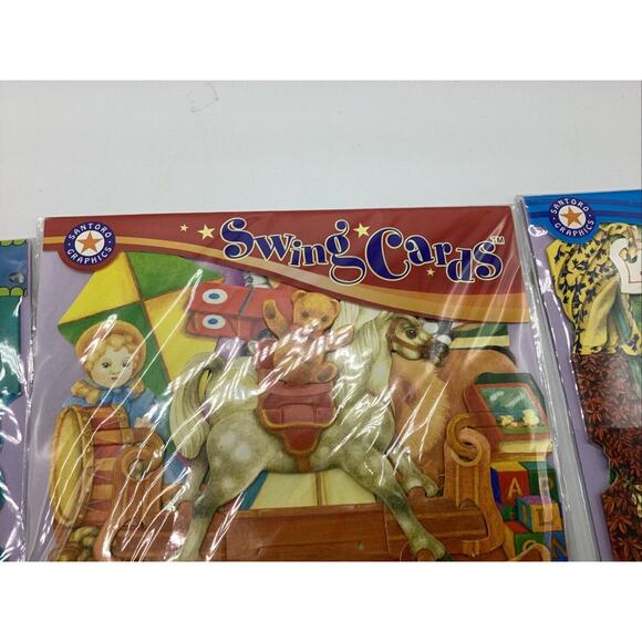 Set Of 3 SANTORO SWING CARDS- 3-D - Greeting Cards Fish Rocking Horse Cats - Picture 5 of 12